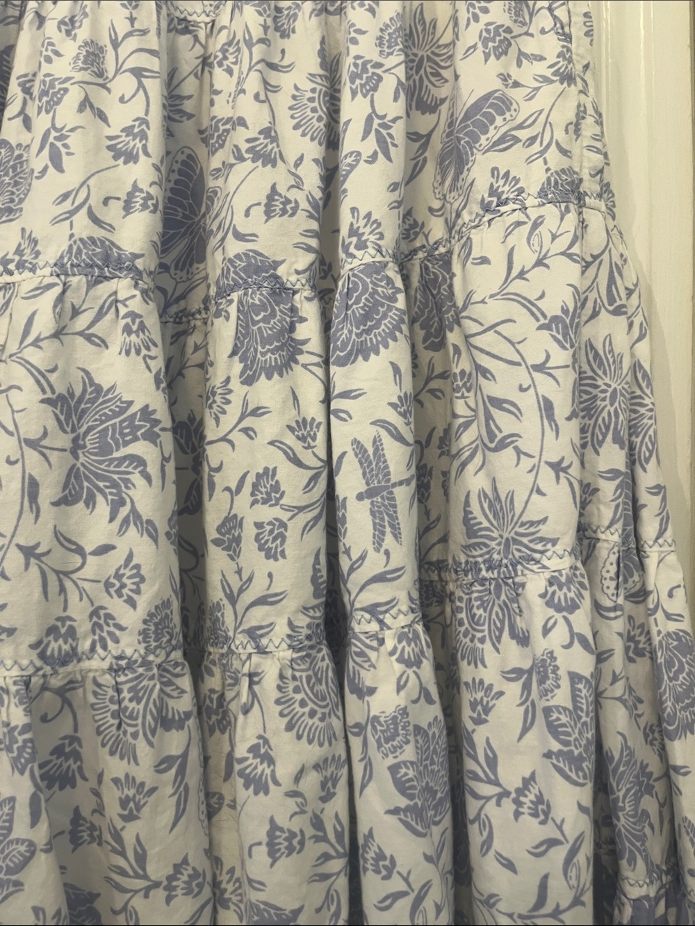 Free People White Maxi Skirt with Blue Floral Border - Picture 5 of 6